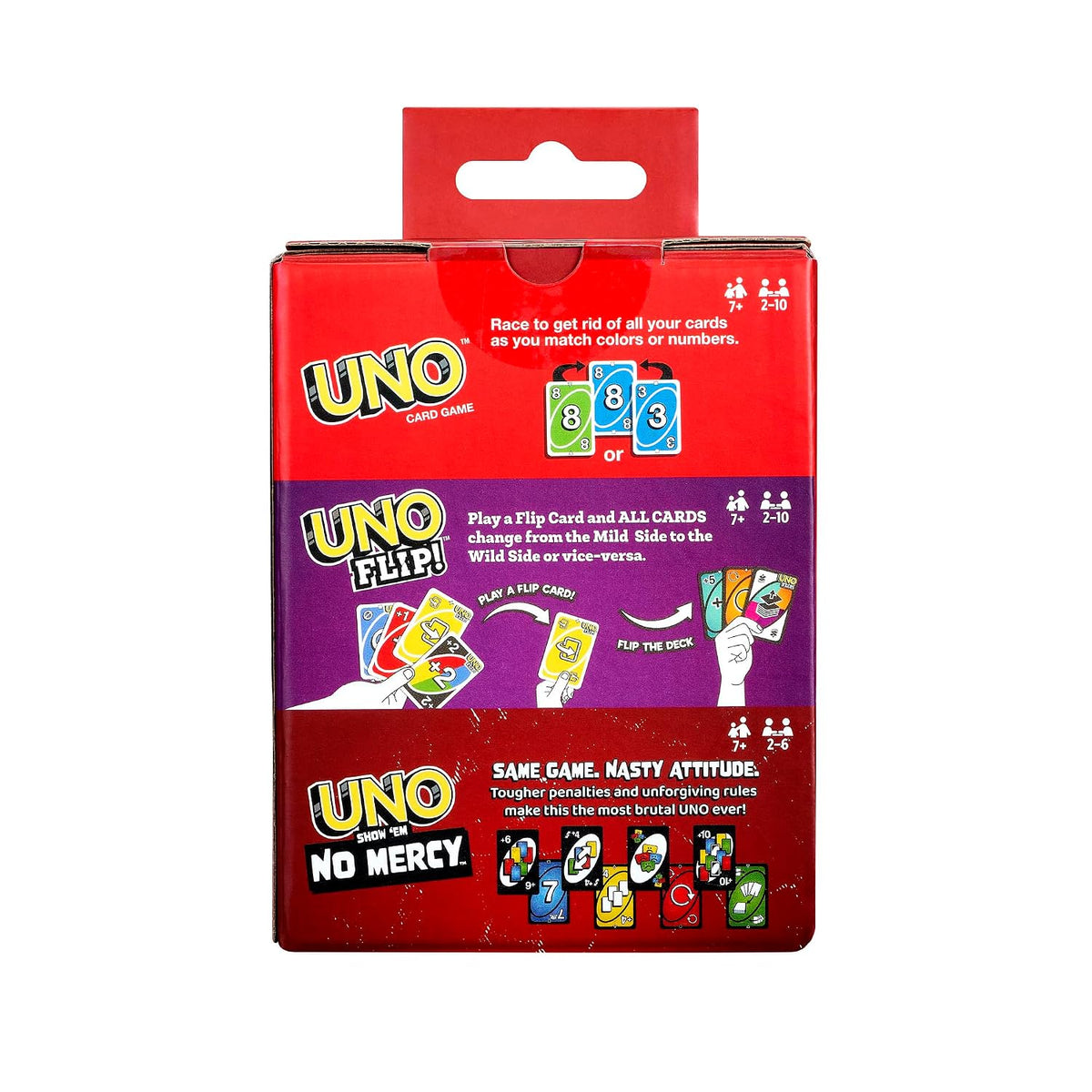 Mattel Games UNO Greatest Hits Gift Pack with 3 Card Games, UNO, UNO Flip & UNO Show ‘em No Mercy for Kids, Teens, Grown-Ups & Family Nights & Parties