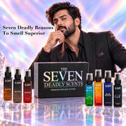 Beardo Seven Deadly Scents Perfume Set for Men | Premium Fragrance Discovery Set | 7 x 8ml Long Lasting Perfumes | Luxury Perfume Sampler | Travel Friendly Gift Pack | Husband, Boyfriend, Brother & Men | Wedding, Birthday & Festival Gift
