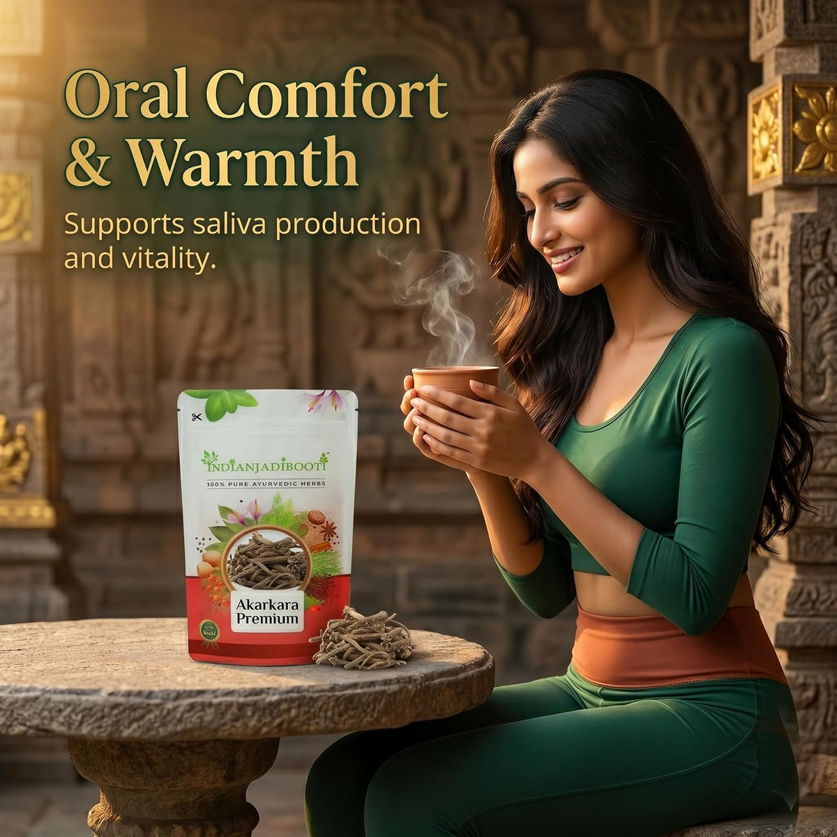 IndianJadiBooti Pure Akarkara Root Premium Grade 1 (Anacyclus Pyrethrum/Pellitory) | Traditional Ayurvedic Botanical for Foundational Vitality, Oral Harmony & Systemic Warmth (10g)