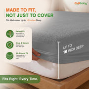 OYO BABY 100% Waterproof Premium Cotton Feel Terry Mattress Protector King Size | Ultra Soft, Breathable & Hypoallergenic Fitted Bed Cover | Mattress Cover King Size -78x72 Inch (6x6.5 Ft), Grey