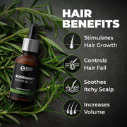 Beardo Rosemary Essential Oil, 15 ml & Derma Roller For Hair Growth 0.5 mm with 540 Chromium Needles | for Hair Growth, Hair fall and Regrowth | Skin Nourishment | 100% Natural | Aroma Oil