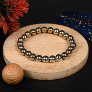 Astrodidi Natural Certified Golden Pyrite Stone Bracelet to draw in Prosperity, Wealth, Success, Money and Positive Energy | Original Reiki Feng-Shui Healing Crystal Gemstone Bracelet for Men and Women