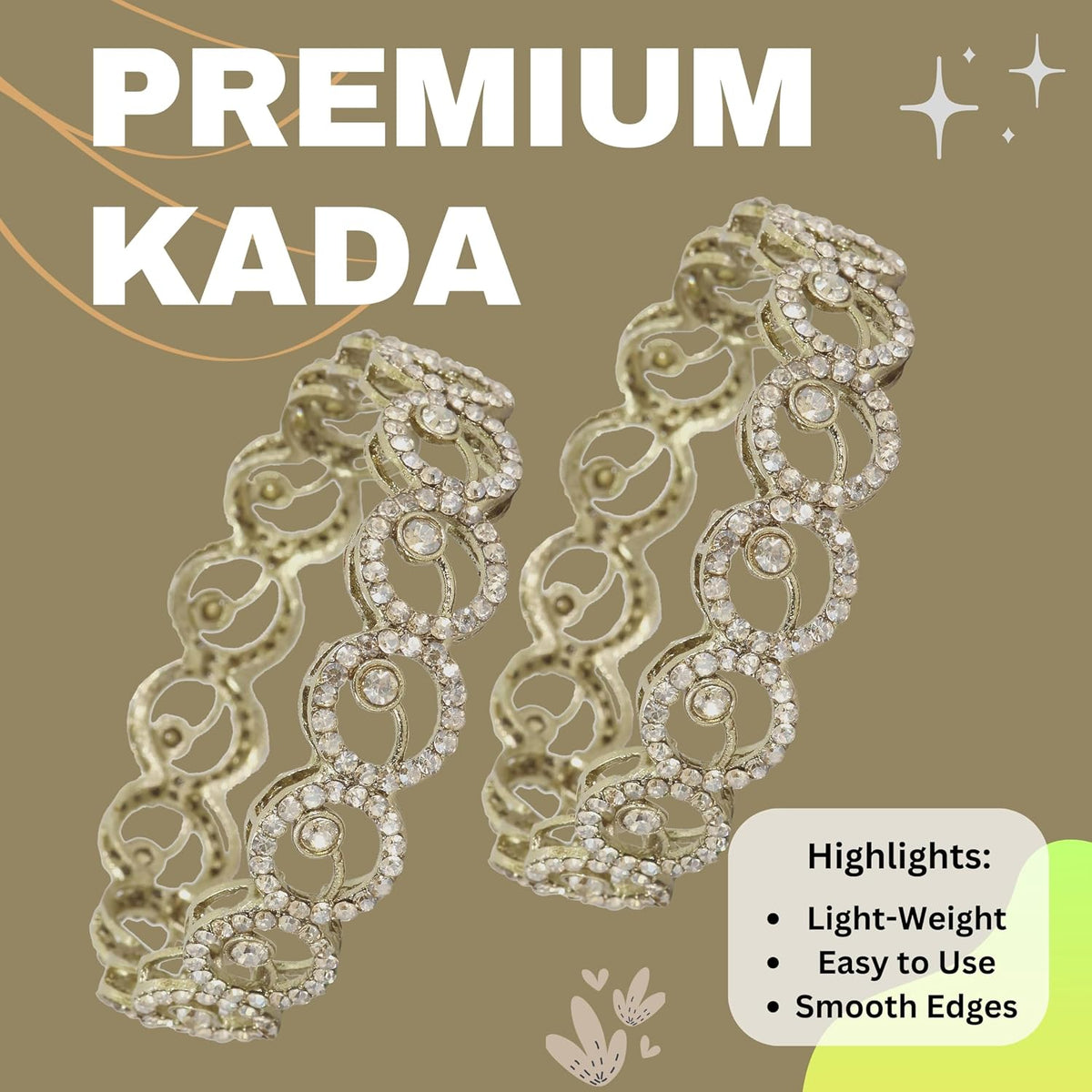 NMII Stylish Alloy Metal Gold Plated Bangles Set For Girls and Women Studded American Diamond Stone | Fancy Diamond Bangles | Metal bangles | Women Bangles For Wedding, Party, Function- Set of 2