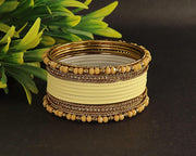 NMII Traditional Alloy Metal With Zircon Gemstone & Beads Chuda Bangles Set For Women & Girls | Designer Chuda For Women | Ethnic Chuda Set | Wedding, Pooja, Party, Everyday, Occasion