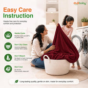 OYO BABY Double Bed Mattress Protector | Waterproof TPU Layer with Cotton Feel Terry Fabric | Breathable & Noiseless Fitted Mattress Cover | Baby, Kids & Family Use | 72 x 72 Inch (6 x 6 Ft) - Maroon