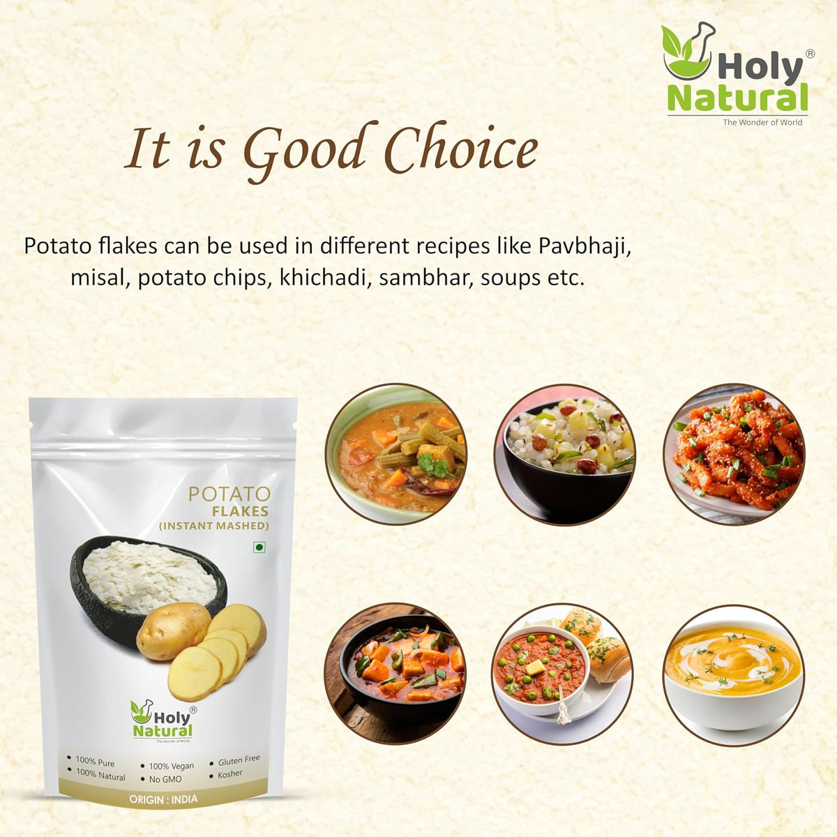 Holy Natural Potato Flakes (Dehydrated) - 100 GM