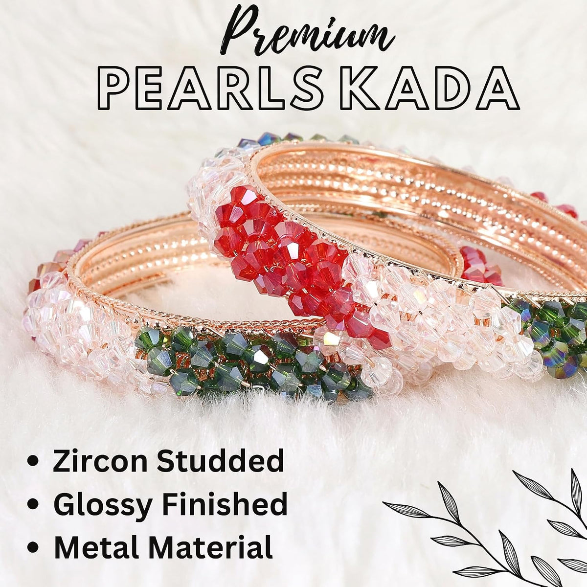 NMII Alloy Metal Stylish Fancy Pearls Bangles Bracelet Set For Women & Girls | Trending Metal Bangles | Women Bangles | Pearls Kada Set For Women | Bangles Set Wedding, Party, Daily- Pack of 2 Bangle