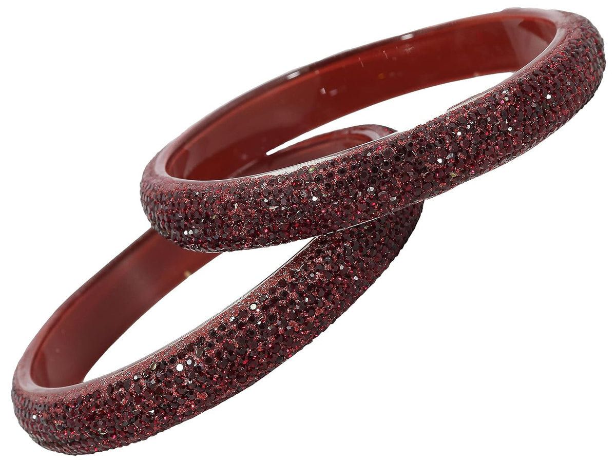 NMII Glass with Zircon Gemstone and Glitter Kada Set For Women and Girls