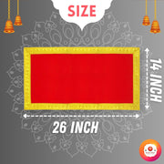 Bhakti Lehar Velvet Long Plain Altar God Idols Pooja Aasan Cloth for Home Mandir, Temple and Pooja Ghar (Red, 14 x 26 Inch) -Pack of 2, Wood