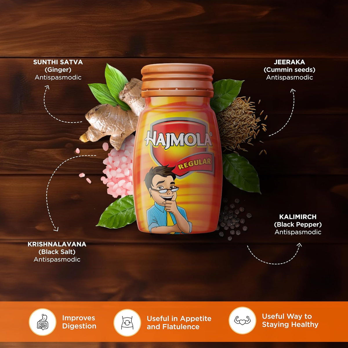 Dabur Hajmola Tasty Digestive Tablets (Regular Flavour) - 120 Tabs | Healthy, Tasty & Chatpata | Ayurvedic Tablets For Improved Digestion | Relief From Flatulence
