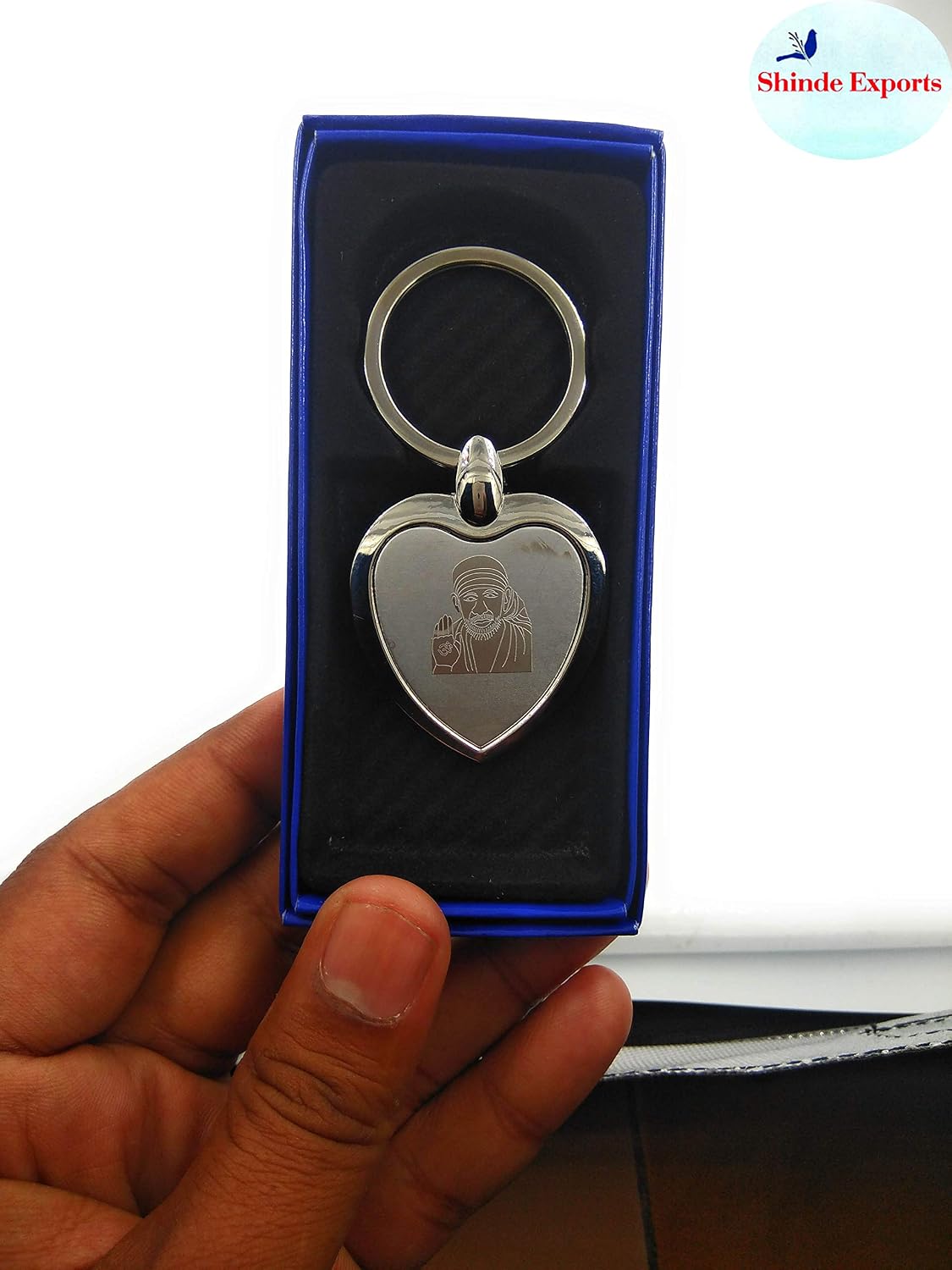 SHINDE EXPORTS Shirdi Sai Baba Stainless Steel Key Chains for car, Home and Bike (Heart Design)