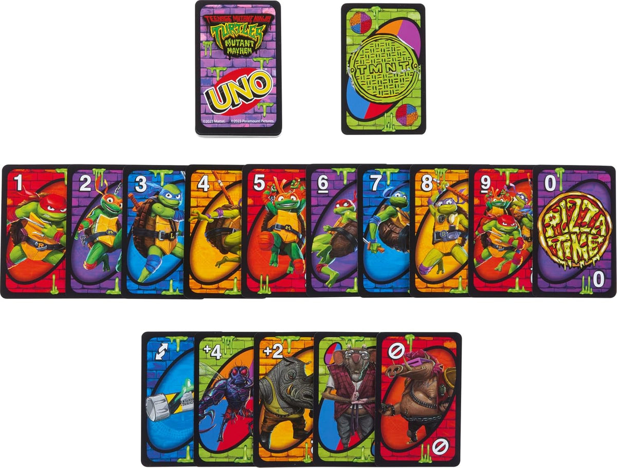 Mattel Games UNO Teenage Mutant Ninja Turtles Mutant Mayhem Card Game for Family Night, Travel & Camping