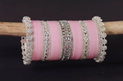 NMII Premium Metal Bangles Silver Chuda Set For Bridal Women & Girls with Zircon Diamond & Kundan Beads | Designer AD Chuda | Bridal Bangles Chooda Set For Wedding, Party, Occasion-Set of 74