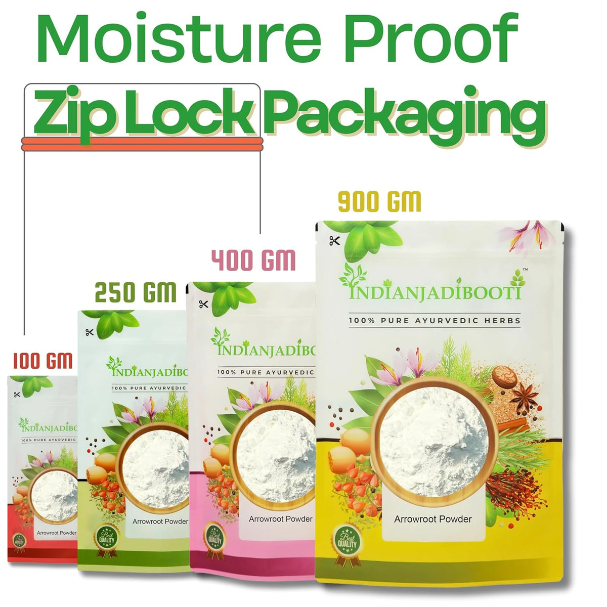 IndianJadiBooti Ararot Powder - Pure Arrowroot (Maranta Arundinacea) - Natural Gluten-Free Starch & Thickener for Baking & Digestive Comfort - 250g
