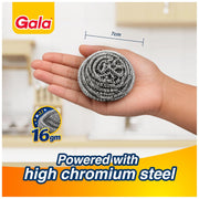 Gala Stainless Steel Scrubber - 1 Piece for Kitchen Utensils Cleaning