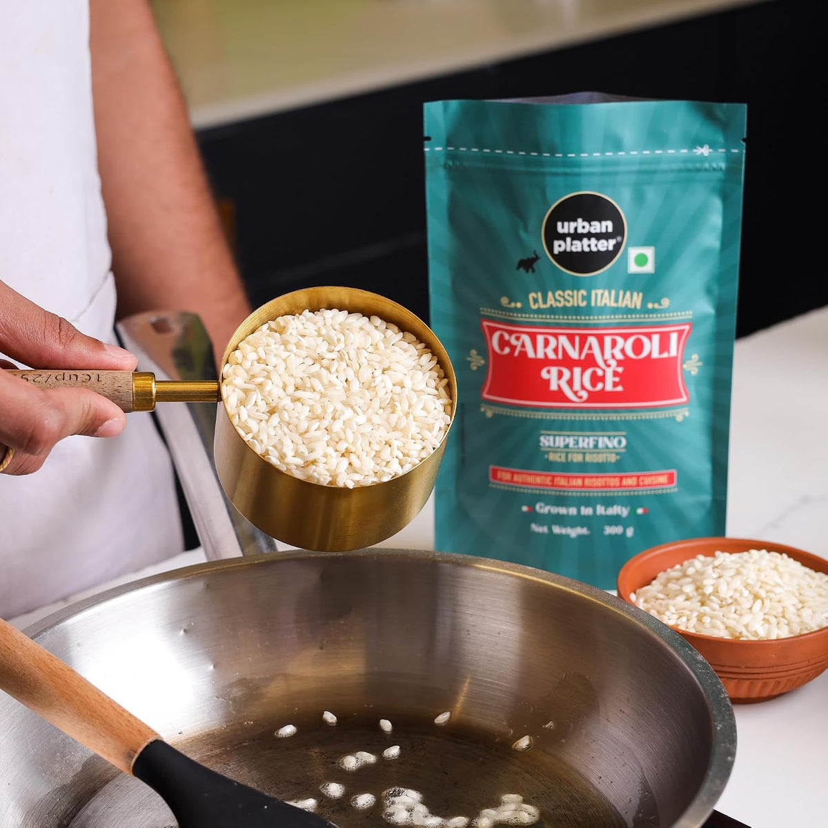 Urban Platter Classic Italian Carnaroli Rice, 300 Grams (Medium Grain Rice | Firm and Starchy | Risotto Rice)