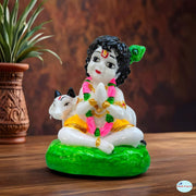SHINDE EXPORTS Bal Gopal Marble Idol, Baal Krishna Statue, Small, 3 Inches (Multicolor)