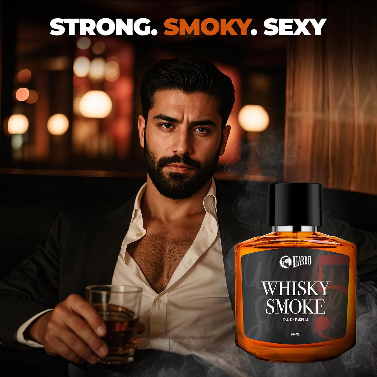 BEARDO Whisky Smoke Perfume For Men, 100Ml X 2 | Eau De Parfum | Strong Long Lasting Perfume| Spicy, Woody Oudh | Body Spray | Gift For Husband And Boyfriend |Gift For Friends