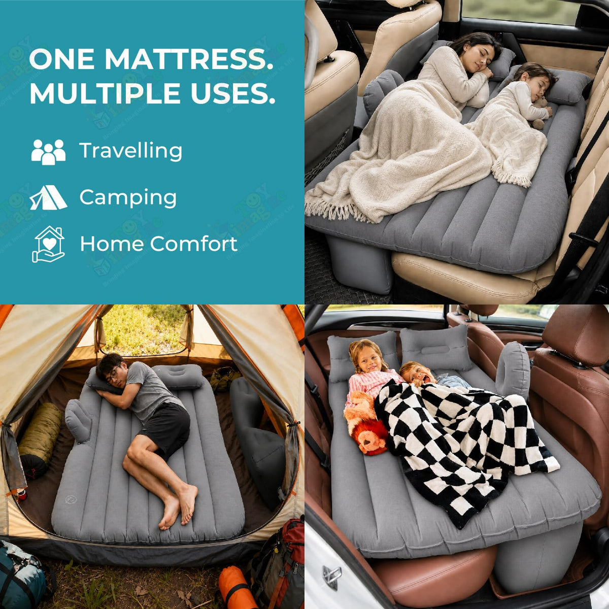 Toy Imagine Inflatable Car Bed with Air Pump & 2 Pillows