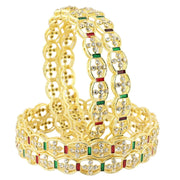 NMII Trendy Gold Plated Alloy Kada Set for Women & Girls with Zircon Stone Design | Bridal Wedding Kada | Anniversary Festival Party Gift | Stylish Designer Kangan | indo western jewelry - Set of 4