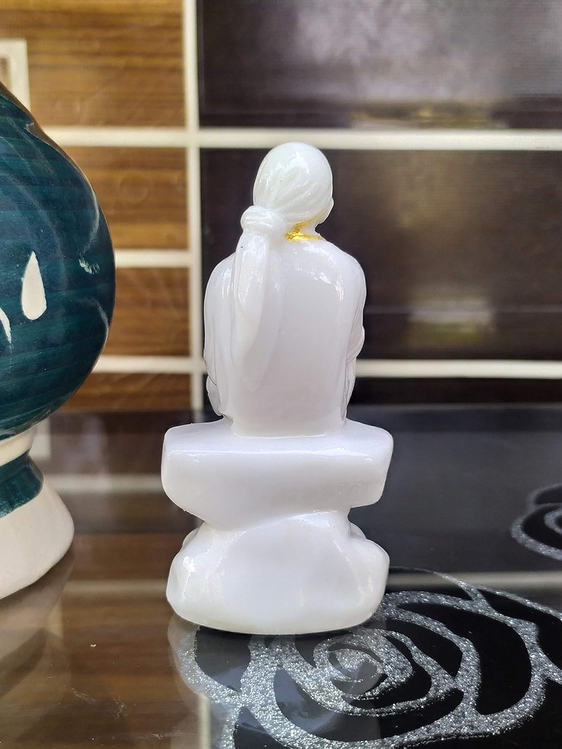 SHINDE EXPORTS Shirdi Sai Baba Marble Idol Statue murti for Pooja car Dashboard (3.5 inches)