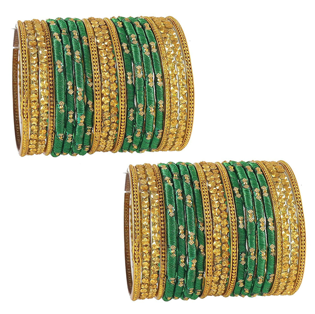 NMII Acrylic (Plastic) With Silk Thread & Beads Studded Worked Glossy Finished Kada Set For Women and Girls