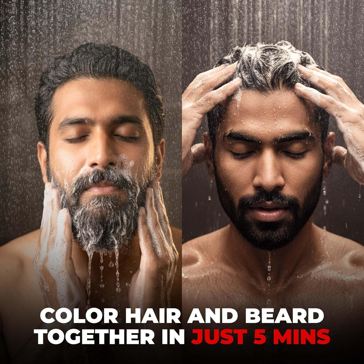 BEARDO Beard & Hair Shampoo Color | Natural Black | 100% Grey Coverage | 5 Minute Hair Colour | Ammonia Free | With Natural Actives | No Stain Beard Colour | 20ml X 5