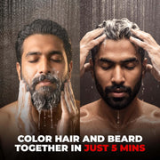 BEARDO Beard & Hair Shampoo Color | Natural Black | 100% Grey Coverage | 5 Minute Hair Colour | Ammonia Free | With Natural Actives | No Stain Beard Colour | 20ml X 5