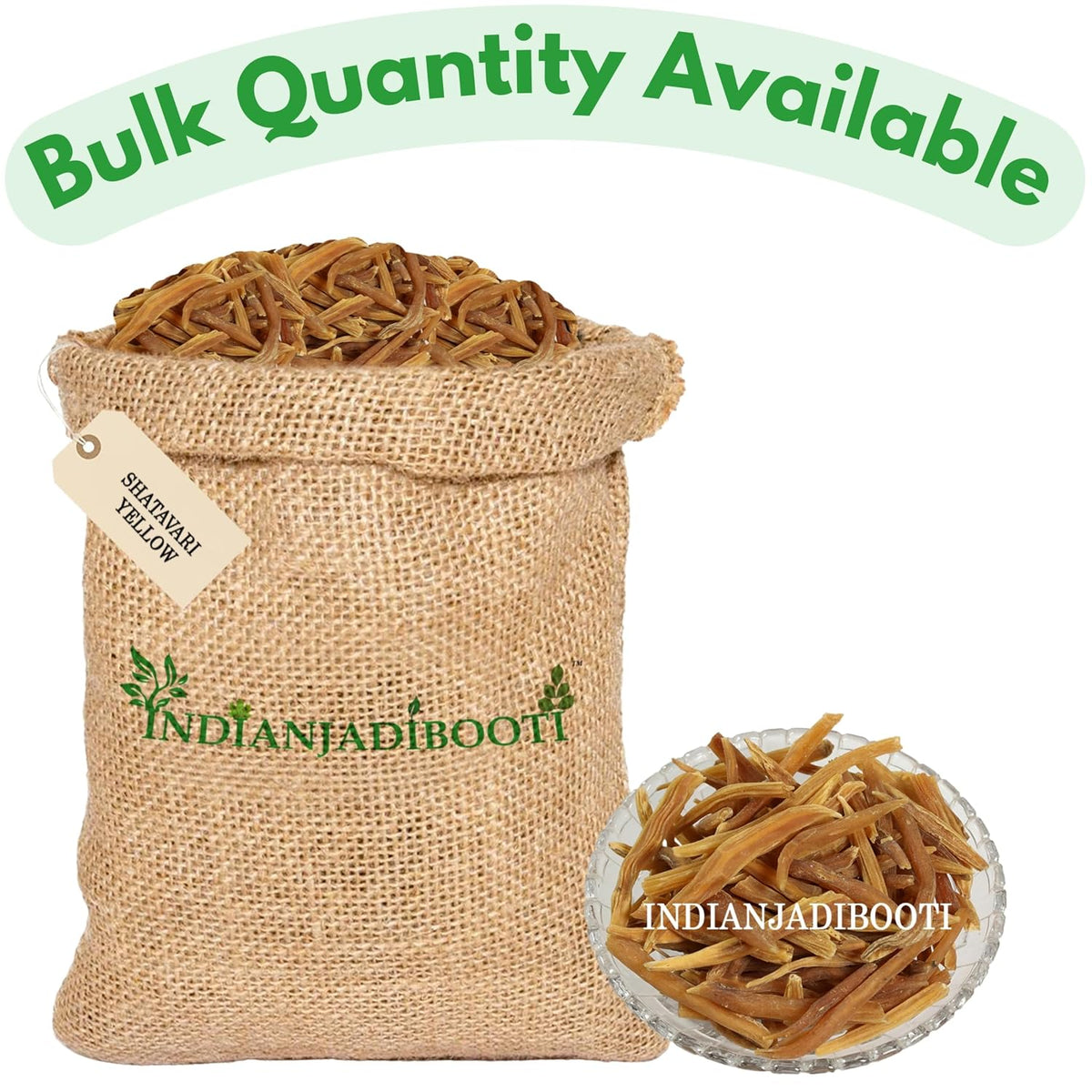 IndianJadiBooti Shatavari Yellow (Asparagus racemosus) | Natural Satavar Herb For Hormonal Balance & Reproductive Health | 400 Grams | Pack Of 2
