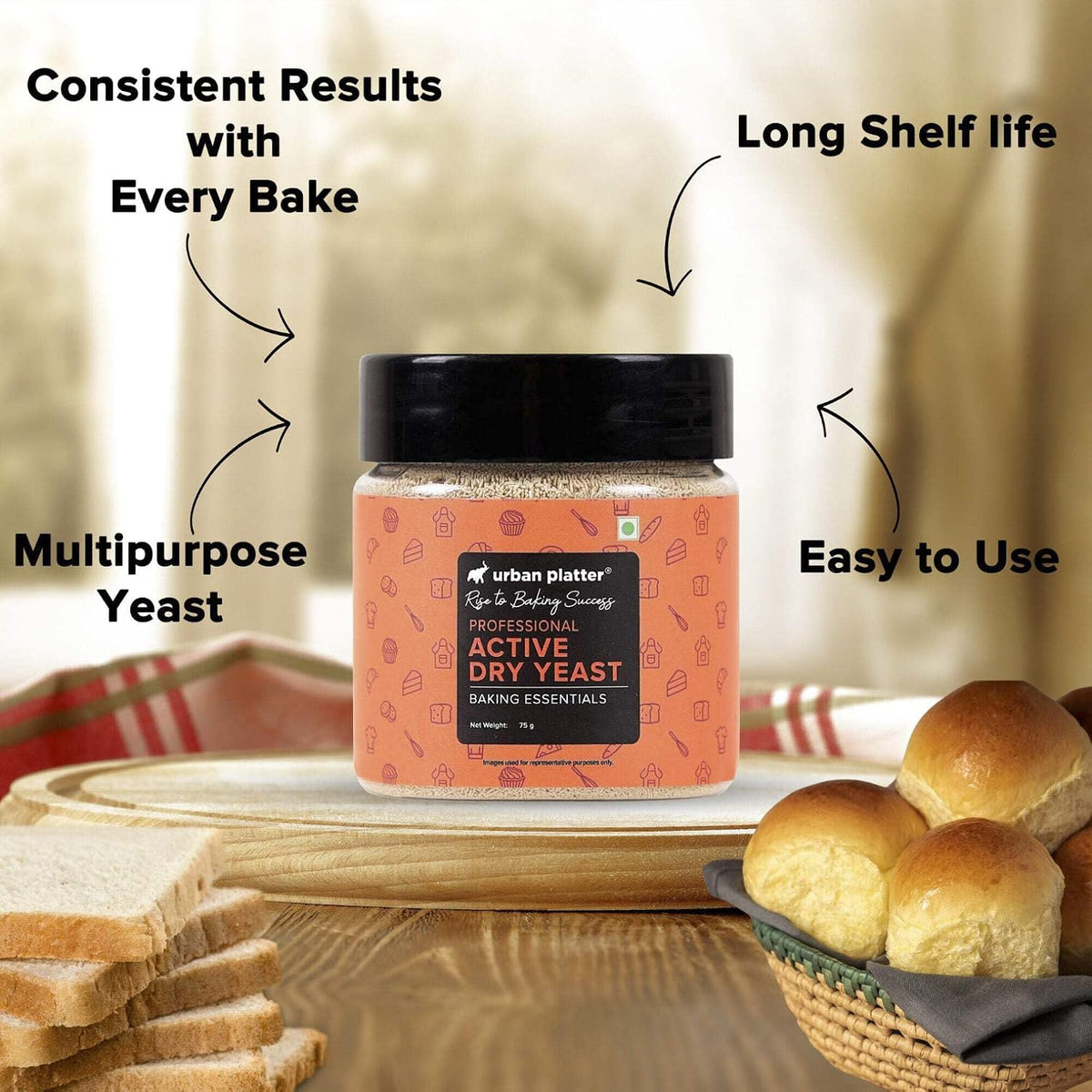 Urban Platter Baker's Active Dry Yeast, 75 g