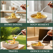 Parage 3-in-1 Stainless Steel 6 Pieces Spoon Fork Set | Spoon Cum Fork Set | Spork for Soups, Noodles| Set of 6| Length: 16 cm| Silver