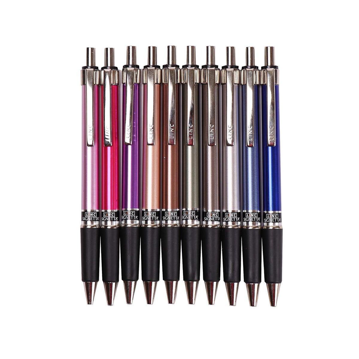 Linc Signetta 0.7 mm Retractable Ball Pens | Black Ink | Pack of 10
