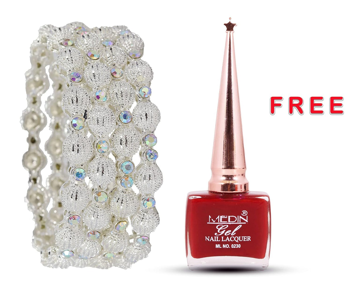 NMII Metal with Zircon Gemstone Kada Set For Women and Girls