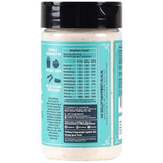 Urban Platter Sour Cream and Onion Seasoning, Perfect for Pop Corn, Pasta, Fries, Dairy-Free, 100 g