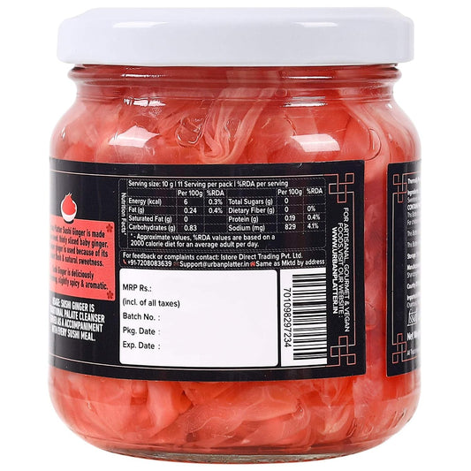 Urban Platter Pink Sushi Ginger, 190g, Drained Weight 110g [Gari, Japanese Style Pickled Ginger, Sushi Ingredient, Thinly Sliced, Perfectly Aromatic]