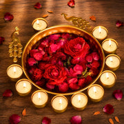 DSH Urli Bowl Handcrafted Bowl for Flowers and T- Light Candles Table Decor Diwali Home Decor Decoration. (Peacock Urli).