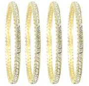 NMII Gold Plated Metal American Diamond Bangles Set For Women & Girls | Traditional Metal Bangles | AD Bangles Set | Women's Bangles Bracelet | Diamond Kada | Fashion Jewellery - Set of 4