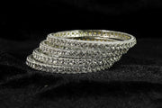 NMII Traditional Golden Metal Bangles Kada Set For Women & Girls with Zircon Stone | Diamond Bangles | Premium Bangles For Wedding, Party, Shadi, Function | Women's Fashion Jewellery- Set of 4