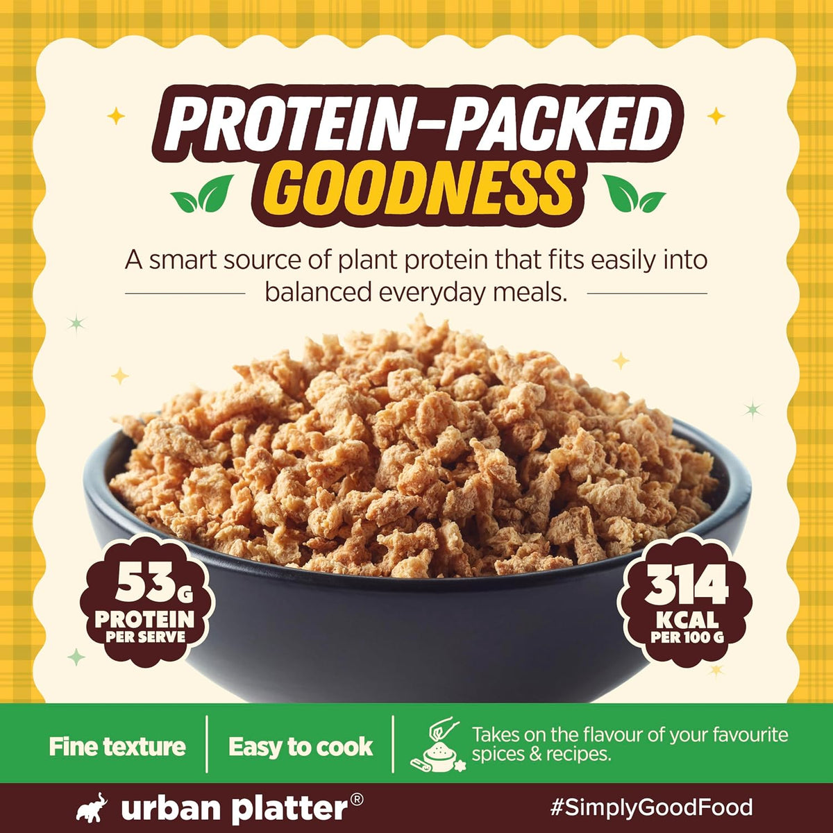 Urban Platter Soya Granules, 300g (53% Plant Protein | Made from Defatted Soy Flour | Fiber Rich Soya Mince)