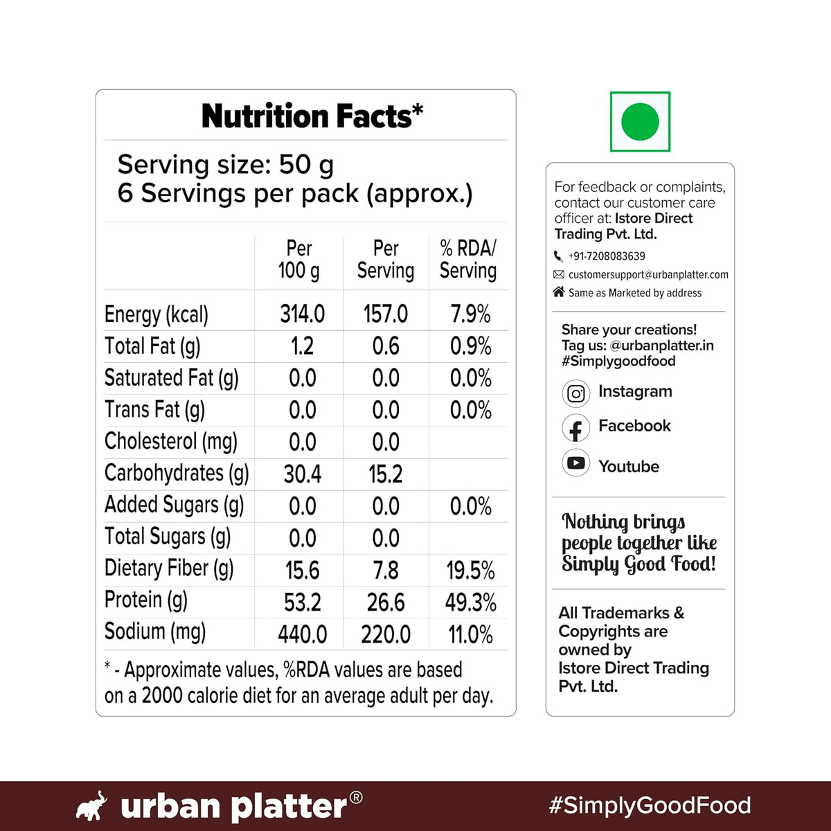 Urban Platter Soya Granules, 300g (53% Plant Protein | Made from Defatted Soy Flour | Fiber Rich Soya Mince)