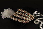 NMII Traditional Metal Bangles Set For Women & Girls with Golden Zircon Stones & Multicolour Finish | Designer Rajwadi Design Kangan | Premium Girls' Bangles Kada Set Wedding, Party, Festive- Set of 4