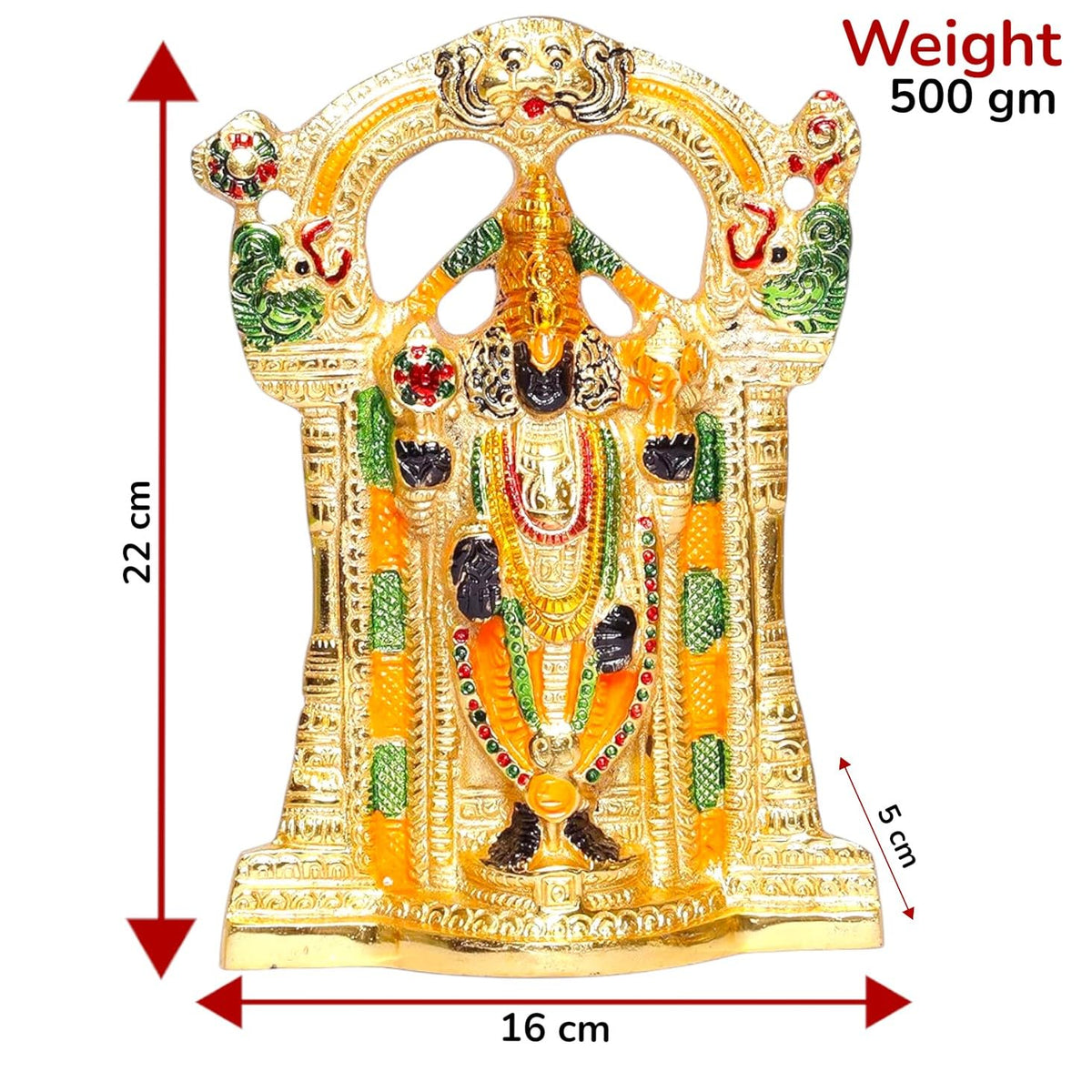 KridayKraft Tirupati Balaji Metal,Balaji Idol Statue for Pooja,Home,Office Walls Decor,Gift Your Relatives,Religious Idol Showpiece Decoratvie Statue for Corporate Gift Article