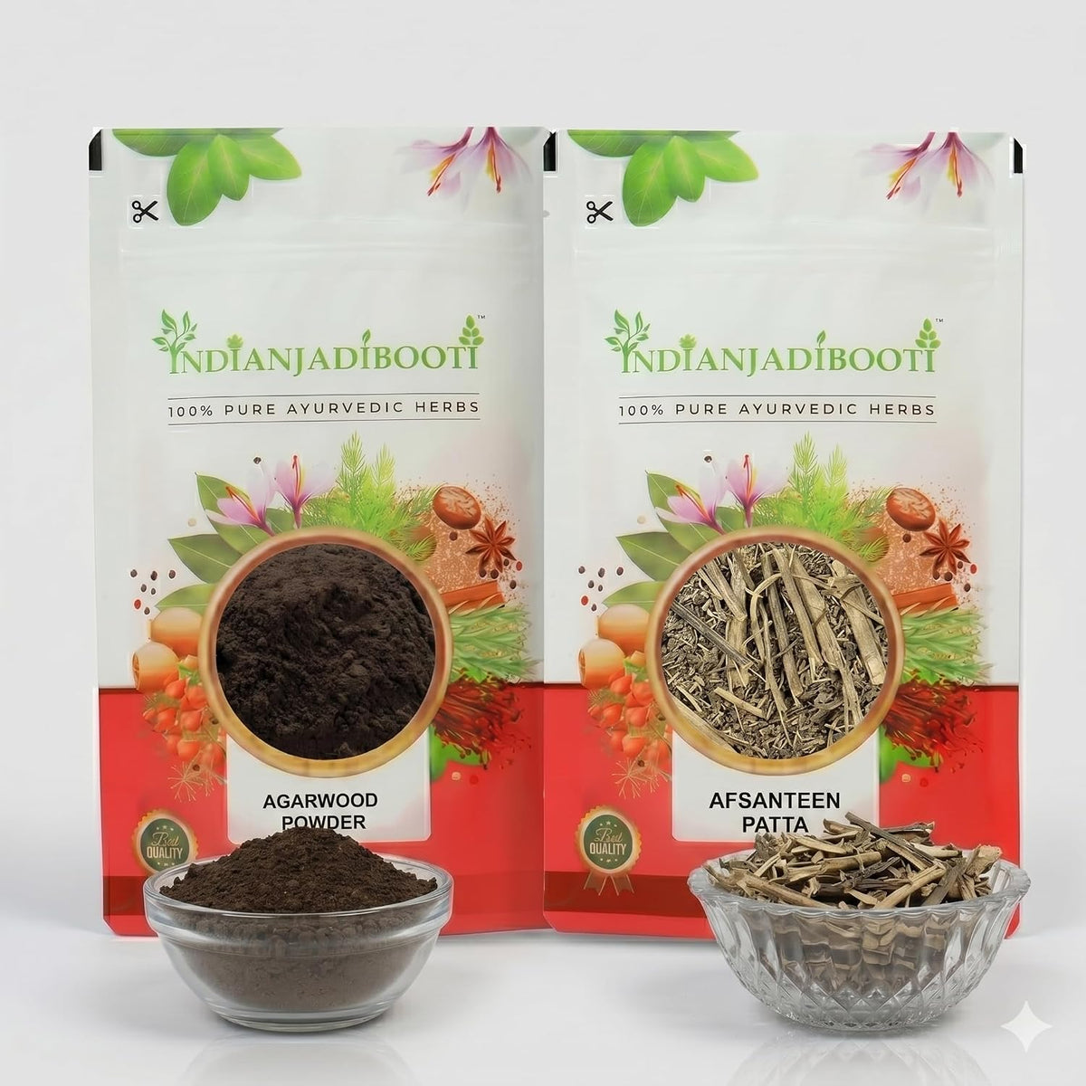 IndianJadiBooti Elite Serenity Bundle: Premium Mugwort Leaves & Agarwood Powder – For Deep Nervous System Relaxation, Stress Mitigation & Atmospheric Purification – 100gm Each
