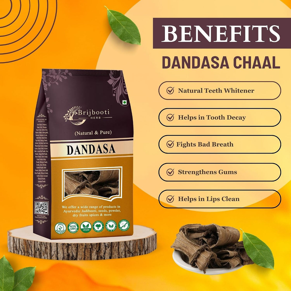 BrijBooti Dandasa 400 Gr - Datoon - Juglans - Walnut Tree Peel (Helps in teeth whitening)