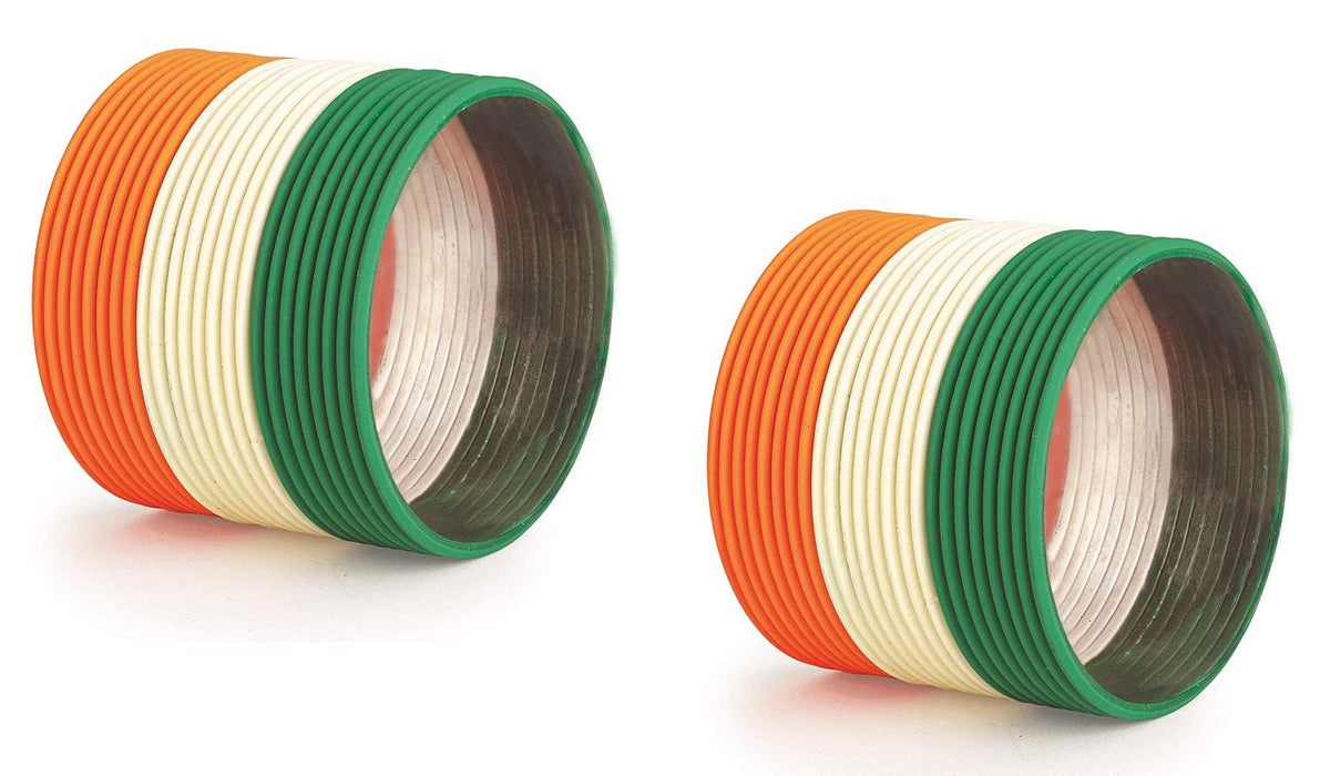 NMII Plain Tri Colour Color Metal BangIes Set For Women/Girls/Kids | Independence Day | Republic Day | Tiranga Colours Bangle set | Bangles | Chudi Set