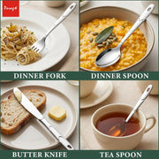 Parage 25 Pieces Glory Stainless Steel Cutlery Set for Home & Kitchen (Contains: 6 Table Spoons, 6 Forks, 6 Tea Spoons, 6 Knives, 1 Stand), Spoon Set, Cutlery Set for Dining Table Stylish, Silver
