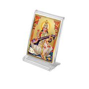 DIVINITI Santoshi MATA Photo Frame for Car Dashboard, Car Idol, Table Decor|ACF 3 Acrylic Car Frame with 24K Gold Plated Foil|Religious Frame for Pooja, Prayer and Gift (11X6.8 CM)