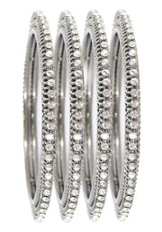 NMII Non-Precious Metal Base Metal and Curved Shaped Studded with Zircon Gemstone Glossy Finished Bangle/Kada Set For Women and Girls