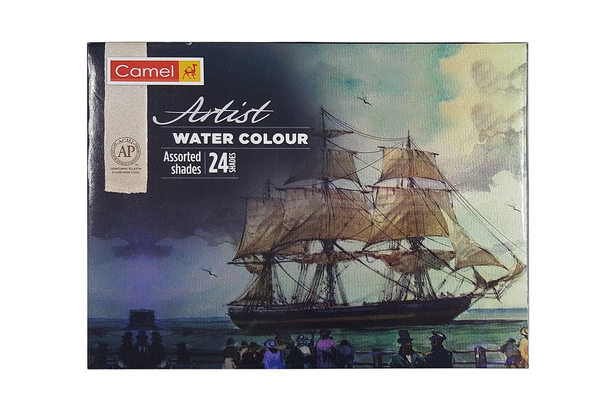Camel Camlin Kokuyo 1304190 Artist 5ml Water Color Tube - 24 Shades (Multicolor) Artist Water Colour Cake Set - Pack of 24 (Blue)