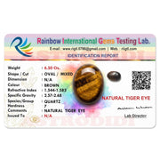 ASTRODIDI Tiger Eye Stone with Lab Certificate | Original Certified Loose Gemstone (6-7 Carat)